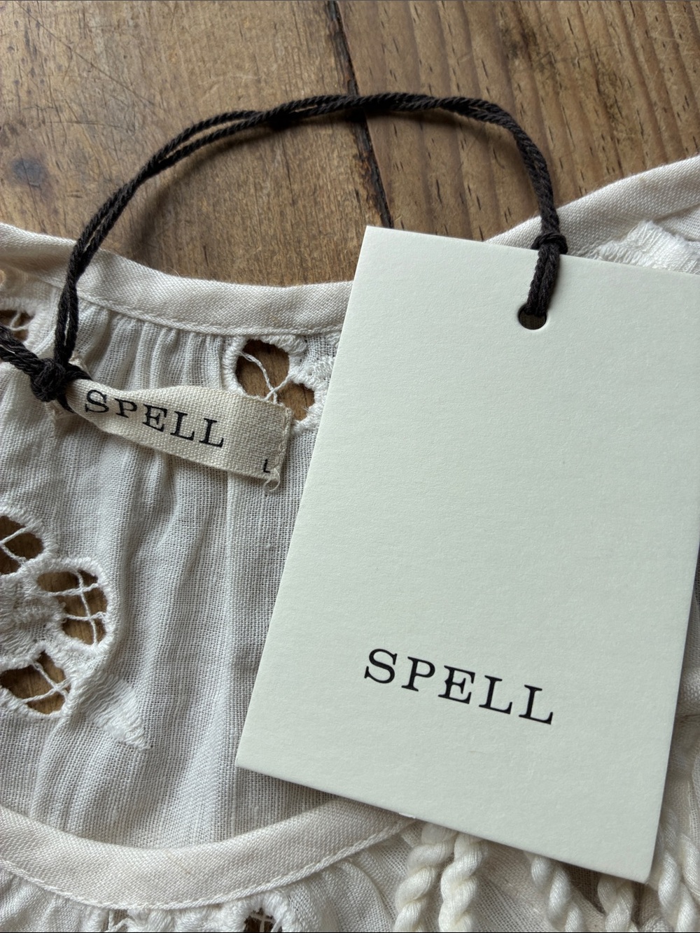 NWT Spell Organic Cotton Love Note Broderie Blouse in Star White size Large - Picture 12 of 14